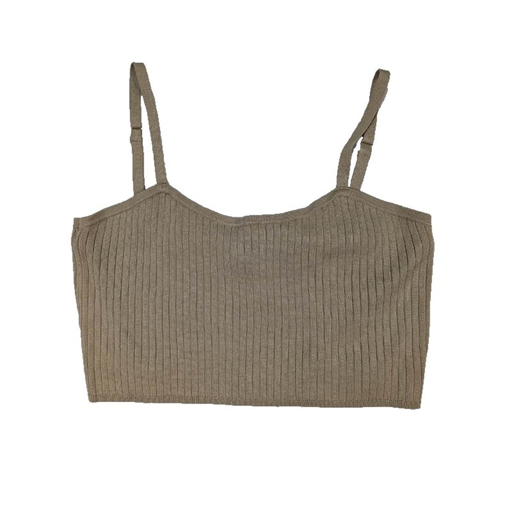 Calvin Klein Crop Top Womens L Beige Clean Girl 90s Grunge Loungewear Coastal